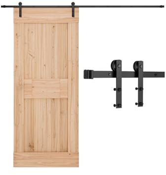VEVOR Kit Ferramenta per Porta Scorrevole da Fienile 3048 mm, Capacità 150 kg, Compatibile con Larghezza max. 1524 mm e Spessore da 34,9 a 44,45 mm, Binario Resistente Rullo a Forma L, Nero