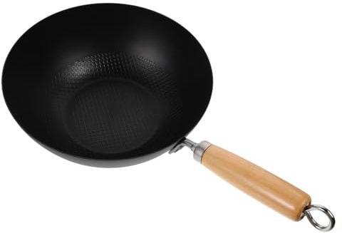 Ipetboom Small Iron Wok Pan Japanese Wok Bottom Cooking for Home Kitchen Use Gas Stove