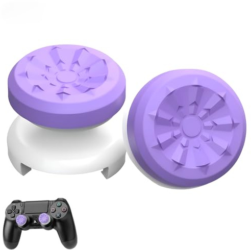 2Pcs Thumb Grips for PS4 PS5 Controller Thumb Stick Grips Caps Extender Silicone Performance Analog Thumbstick for PlayStation 4 PlayStation 5 Reduce Thumbs Wrist Fatigue Control and Accuracy, Purple