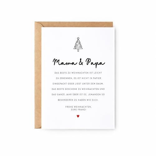Weihnachtskarte für Mama & Papa | Frohe Weihnachten Eltern Karte | Eltern Weihnachtsgeschenk | Weihnachtsgruß für Eltern | Eltern Geschenk