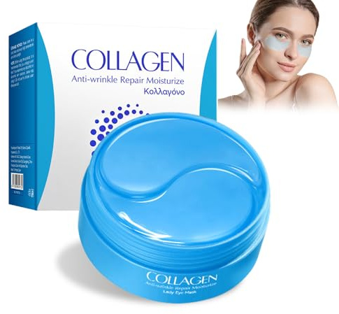 60 Parches Ojos Bolsas y Ojeras,Mascarilla Eye Patches con Colágeno y Ácido Hialurónico Para un Tratamiento Antiarrugas Intensivo - Parches Ojos Reafirmantes Para una Mirada Joven