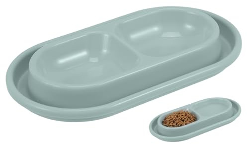 GALPADA Gamelle Chat Antidérapante à Double Bol en PP, Anti-Fourmis pour Animaux de Compagnie, Maison Design Élégant et Fonction Garde-Nourriture Propre