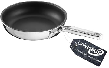 Schulte-Ufer Quasar 9558-20 Frying Pan with UniverSUS Surface Structure and Energy Core, Without PFAS/PTFE, Stainless Steel, 20 cm