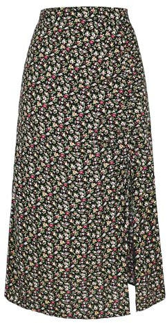 Allegra K Mujer Falda Hawaiana Tropical Fruncida con Abertura en el Muslo | Breezy y Ligera Corte con Abertura Lateral Suave y Ligera Luau Party Diario Casual Viaje Vacaciones