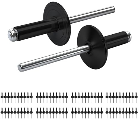 PDKKFF 80 Stück Alu Blindnieten mit Großkopf 4.8x20mm Schwarz | Kuppelkopf Popnieten, Aluminiumniete für Möbel Holzbearbeitung Blech Kraftfahrzeuge Ausrüstung Industrie Mechanische