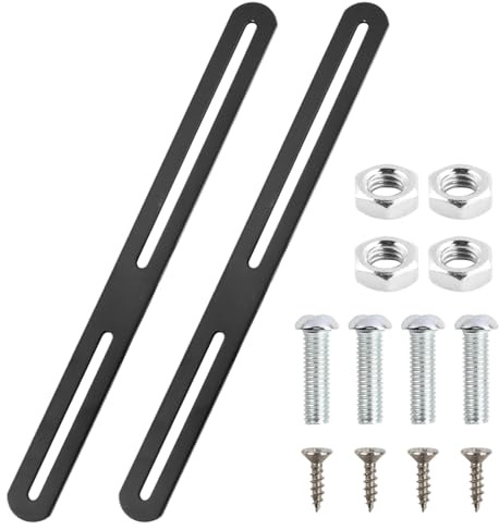 Samlonge 2pcs Kit de Support Boite Aux Lettres,275x24mm Support pour Boîte au Lettre Acier Inoxydable, et Huit vis,Fixation pour Le Montage de Boîtes Aux Lettres sur des Portes ou des Clôtures(Noir)