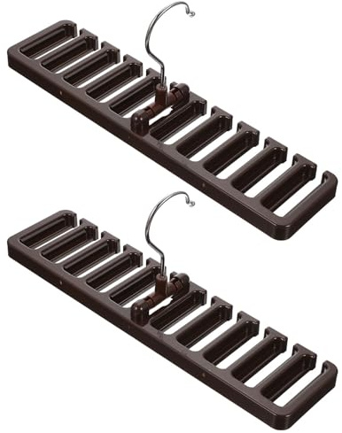 SHINEOFI 2 Pezzi Organizer per Cintura e Appendicravatte Multi-Slot in Plastica Marrone Porta Sciarpe Salvaspazio per Armadio Supporto Resistente per Cinture e Cravatte
