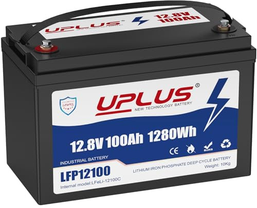 UPLUS 12V 100Ah LiFePO4 Lithium Battery with 5000+ Cycles, 1280Wh 100A BMS Deep Cycle Leisure Battery for Solar,RV,Camper,Trolling Motor,Outboard LFP12100