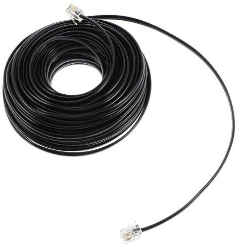 Zerodeko Cavo Telefonico Rj11 6P4C Nero 20 Metri Spina Cavo di Prolunga per Rete Fissa Casa e Ufficio Accessorio Telefonico a 4 Conduttori per Comunicazioni a Lunga Distanza