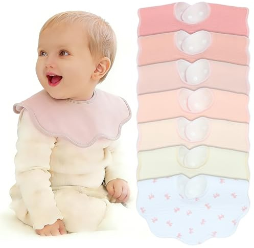 Benoxine Muslin Baby Bibs Soft and Absorbent Adjustable Baby Dribble Bandana Bibs with Adjustable Snaps for Unisex Baby Girls & Boys,7-Pack