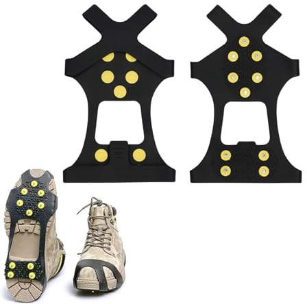 Generisch Antirutsch-Schuhspikes Winter, Überziehbare Schuhkrallen mit Edelstahlzähnen für Glatteis & Schnee, Universell für Damen Herren Wandern Trekking Joggen