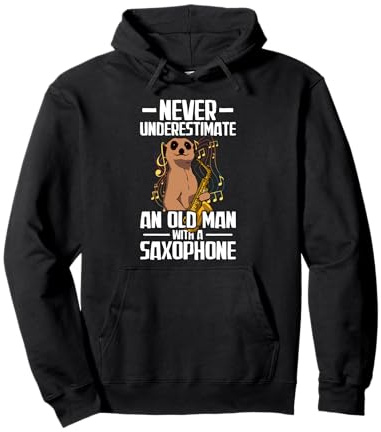 Old Man with a Saxophone Player Pullover Hoodie