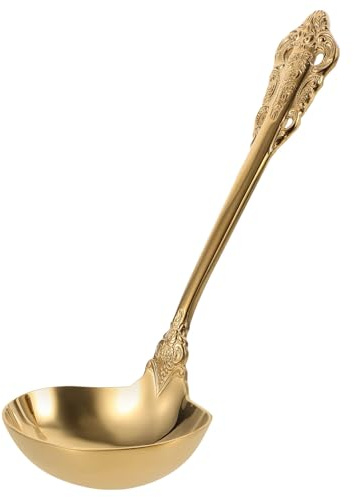 UTHCLO Cuillère de Service Grosse Louche à Soupe en Acier Inoxydable Doré, Louche à Sauce Multifonction Cuisine et Restauration, Ustensile Pratique pour Table Élégante, 1 Pièce
