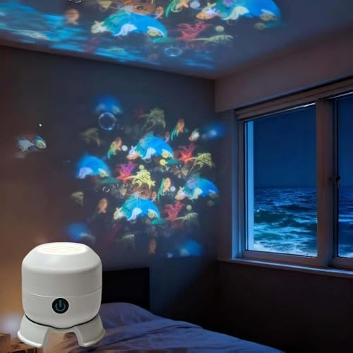 Proiettore LED Rotante Dinamico, Proiettore Colorato Rotante a 360°, Motivi Dinamici di Fiocchi di Neve/Natale/Oceano, Proiettore USB Dimmerabile for Bambini for Meditazione in Camera da Letto, Relax