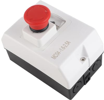 Eujgoov Interrupteur de Protection de Moteur, Disjoncteur de Moteur ABS étanche IP55 avec Arrêt d'urgence, 1,6-2,5 A pour Diverses Applications de