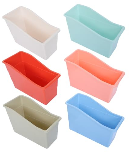 HONMEET 6 Stück Aufbewahrungsbox Stapelbar 29,5x19x14,2cm mit Offenem Design Kunststoff Vielseitig Nutzbar Zufällige Farbe für Unterrichtsmaterialien für Büro und Schülerschreibtisch