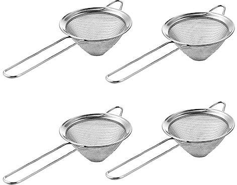 HEMOTON 4pcs in Acciaio Inox fine Maglia setaccio Cocktail colino Cucina Cibo colino Conico tè (8,5 cm)