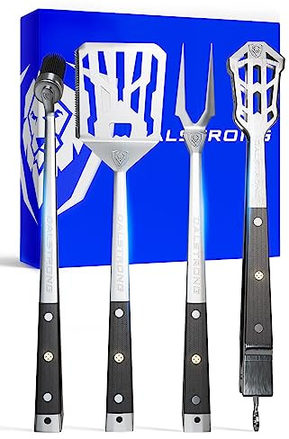Dalstrong 4-Piece Professional BBQ Pitmaster Grill Set - Premium High-Carbon Stainless Steel Grilling - 18 inch Length - Silicone Brush, Spatula, Tongs, Fork - G10 Handles