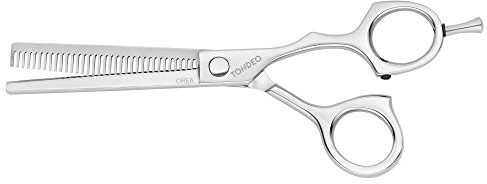 TONDEO Texturierschere OREA OFFSET 5.75 Edition | Modellierschere mit 35 Zähnen im ergonomischen Offset-Design | Made in Solingen | Modellierschere mit 35 Prismenschliff-Effilierzähnen | Chromstahl aus Solinger Sonderschmelze | poliert | Made in Solingen