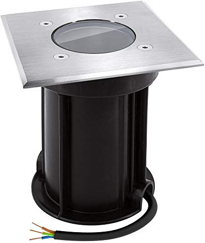 linovum BOQU Bodeneinbaustrahler für GU10 230V - Bodenspot außen IP67 befahrbar in eckig & gebürstet, Kabel vorinstalliert