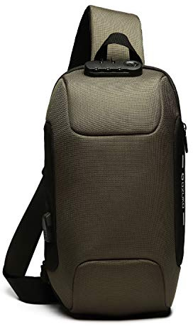 FANDARE Neu Brusttasche Diebstahlsicherung Sling Bag für 10,5 Zoll Tablet Herren Damen Schulranzen Umhängetasche mit USB-Ladeanschluss Daypacks Schule Abenteuer Reisen Joggen Sporttasche Hellgrün A