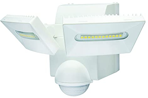 White IQ Twinspot PIR Battery Operated Security Light - Outdoor Security Wall Light - Exterior Battery Operated PIR Motion Sensor - 800 Lumen LED Twinspot (Single), LB1880-WH