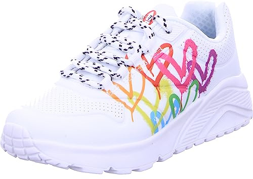 Skechers Uno Lite Love Brights, Scarpe Da Ginnastica Bambine e ragazze, Finiture Multiple In Poliuretano Bianco, 38 EU