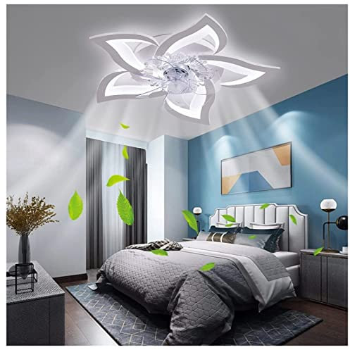 VVLXRIC Flower Ceiling Fan - LED Shape Bedroom Ceiling Lamp Ceiling Fan Light Remote Control Dimmable Timing Universal Remote for Ceiling Fan 50W 27.2in5in