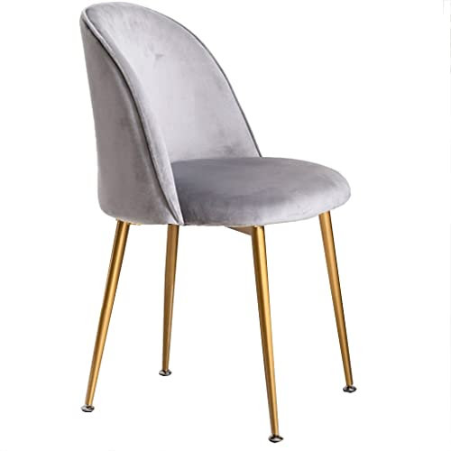 GIZNXBA Esszimmerstühl Samt, Schalenstuhl Rosa Polsterstuhl Retro Mit Goldenem Metallbein, Küchenstuhl Aus Weichem Samt Mit Sitz Und Rückenlehne, Freizeit-Beistellstühle (Color : /Light Gray)