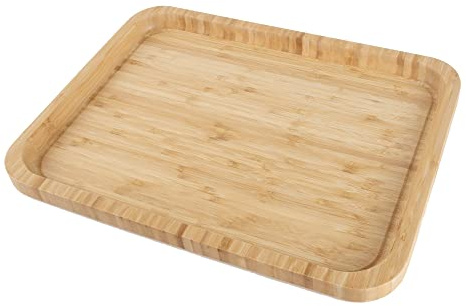 E&W Natural Bamboo Tray for Serving, Eco-Friendly and Durable, Kitchen Table Tray with Raised Edges - 40cm (Rectangle)