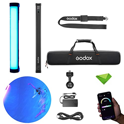 Godox WT60R 64CM RGB Tauchlichtstab Wasserdichter Lichtstab, 40m IP68 LED Videoleuchte 37 FX Lichteffekte CCT 1800K-10000K TLCI≥96 CRI≥96 Bluetooth Steuerung für Unterwasserfotografie Videografie