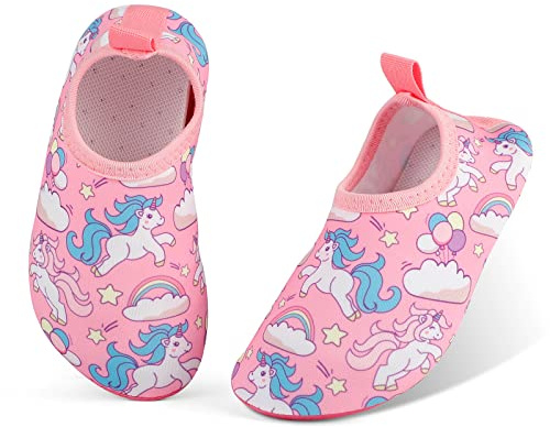 MASOCIO Chaussures Piscine Enfant Fille Plage Chaussure Aquatiques d'eau D Eau Chaussette Chausson Bebe Bébé Séchage Rapide Taille 27 28 Rose 1 (Taille Fabricant: CN 30/31)