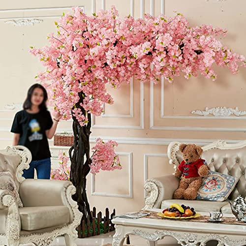 Árbol artificial de flor de cerezo rosa – Árbol de deseos de seda Sakura para bodas, fiestas, restaurantes, centros comerciales, decoración del hogar para interiores y exteriores,1.5x1m/4.9x3.2ft