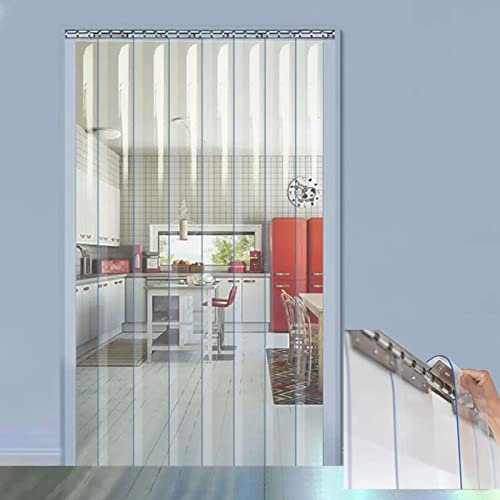 YOLTEC PVC-Streifenvorhang, transparent, Kratzschutz, PVC-Vorhang, Vinyl-Rolle, leicht zu betreten und zu verlassen, Staub- und Wärmedämmung, verzinkte Teile für Gefrierraum (Farbe: 2,0 mm, Größe: 1,2
