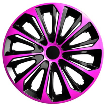 Luckyberg Radkappen 14 Zoll Strong | Radzierblenden 4er-Set für die meisten Automarken und Stahlfelgen, Zierkappen in vielen Farben. Felgenabdeckung für Autofelgen. (14 - ROSA/SCHWARZ)
