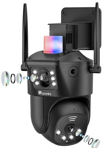 Ctronics 【2-in-1】 Überwachungskamera Außen mit Dual-Objektiv, 2,4/5GHz WiFi, Auto-Tracking, Menschenerkennung, Steuerung per Telefon/PC, 30m Farb-Nachtsicht, 24/7 Cloud-Speicherung/128GB TF