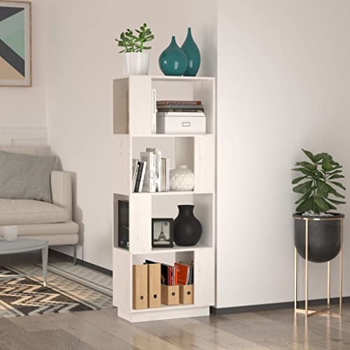 BUKSCYJS BüCherturm Freistehend,BüRo-BüCherregalebüCherregal/Raumteiler Weiß 51x25x132 cm Massivholz Kiefergeeignet FüR Wohnzimmer, Schlafzimmer, Arbeitszimmer, Korridor