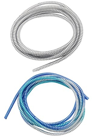 2 Stück 2,8 Meter Lange Datenkabel-Schutzhüllen, Datenkabel-Schutzseile, Datenkabel-Hüllen gegen Beißen von Haustieren, geeignet zum Schutz von Datenkabeln (helles Silber, Farbverlaufsblau)