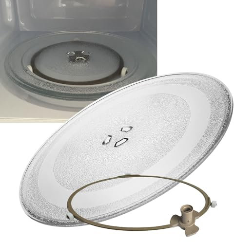 WORDFUN Mikrowellenteller, Ersatz Teller Glasplatte, 24.5cm /31.5cm Drehteller Für Mikrowelle, Rund Drehteller Mit Drehring Und Kuppler, Glasdrehteller Für Mikrowellen, Hitzebeständig