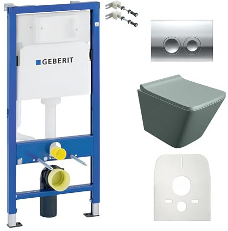 Duofix Basic Lago Ensemble WC complet sans bord avec panneau de commande Delta 25, bouton chromé, réservoir encastré