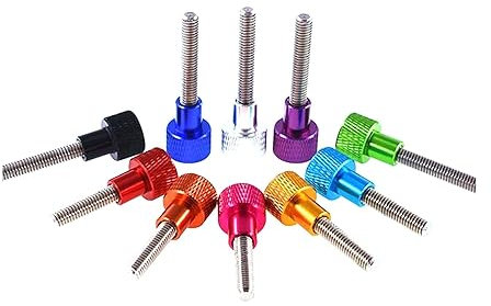 Handdrehschraube, Rändelmuttern5 Stück Aluminium Rändelschraube M3 M4 Aluminium Rändelkopf Edelstahl Rändelschrauben handfest anziehen, Rot, M3x6mm (Farbe: Einfarbig, Größe: M3x6mm)
