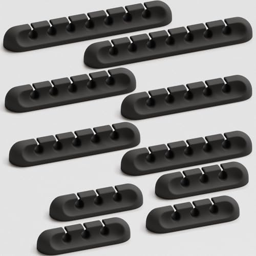 Kabelhalter Kabelclips, 3/5/7-Schlitze[10 Stück] kabelmanagement Selbstklebend Kabel Organizer Vielzwecke Kabelführung Set für Schreibtisch Computer PC, USB Ladekabel, ZuhauseBüro
