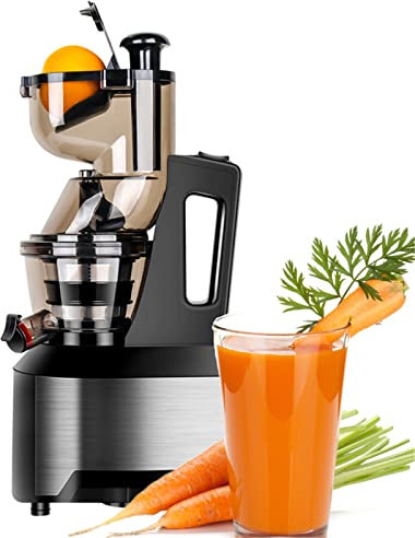 Extractor de exprimidor de prensa en frío Extractor de jugo vertical de acero inoxidable para frutas y verduras frescas con alto contenido de nutrientes, máquina exprimidora profesional de masticació