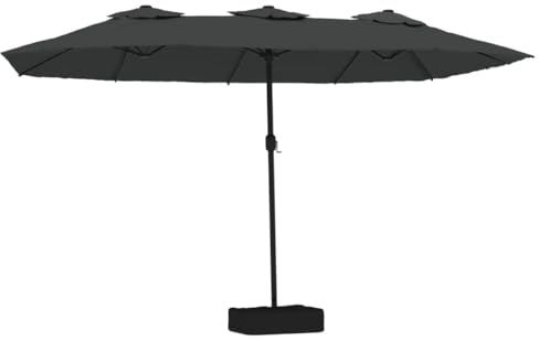 vidaXL Sombrilla Doble de Jardín con Luces LED, Parasol Protector de Sol, Refugio Solar, Paraguas para Patio Exterior, Antracita 449x265 cm