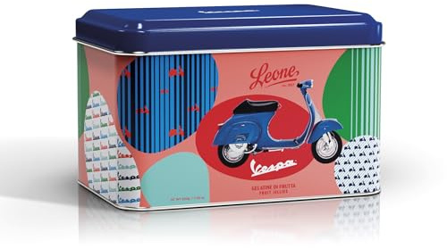 Leone dal 1857 - Latta Pastiglie Leone Gelatine - Latta Edizione Speciale Vespa - Caramelle Vegane e Senza Glutine - Latta da 200gr