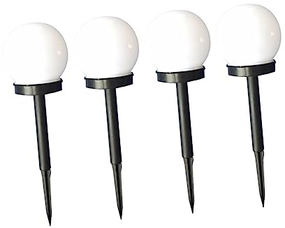 HOMSFOU Lot de 4 Lampes Solaires LED de Jardin Sphères Blanches Étanches de Boule pour Éclairage Extérieur Jardin Pelouse