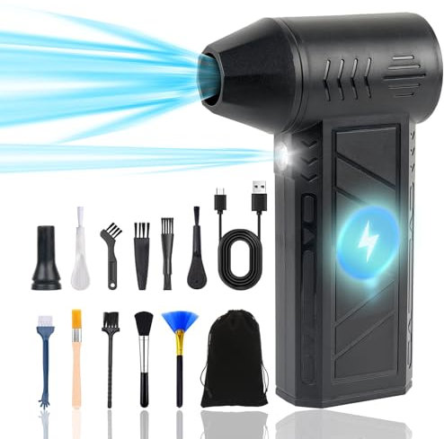 Elektrische Staubgebläse Luftdruckspray, 4-Gang 130000 U/min, Druckluft Compressed Air Duster mit Taschenlampe, Reinigungsbürste und USB Schnellladung, für Computertastatur, Outdoor, Auto, Zuhause