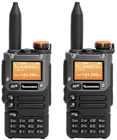 QUANSHENG UVK5(8) Walkie-Talkie 200 Kanal Band 5W Tragbares Zwei-Wege-Funkgerät mit FM - LCD Display VOX Replication Frequency (2pcs)