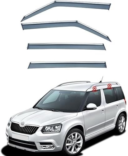 Auto Windabweiser für Skoda YETI MK1-5L 2009-2017, Regenabweiser Auto Seitenfenster Visier Abweiser Auto Zubehör Windabweiser