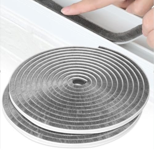 FTXanty Bürstendichtung Türdichtung Selbstklebend Bürstendichtung 2x9mm(B) x9mm(D) x6M(L) Grau Dichtungsbürste Dichtungsstreifen für Rolladen Tür Fenster Kleiderschränk Türen -Alle 12M